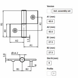 Set balamale aluminiu 43,5×43,5 095AL40N0840N08S01